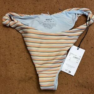 RVCA Pastel Striped Ribbed Tie-Side Bikini Bottoms